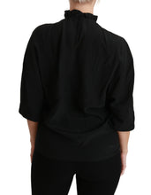 Black Silk Shirt Ruffled Top Blouse Dolce & Gabbana