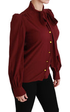 Maroon Long Sleeve Shirt Blouse Silk Top Dolce & Gabbana