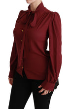 Maroon Long Sleeve Shirt Blouse Silk Top Dolce & Gabbana