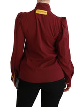 Maroon Long Sleeve Shirt Blouse Silk Top Dolce & Gabbana