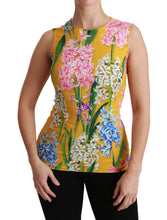 Yellow Floral Stretch Top Tank Blouse Dolce & Gabbana