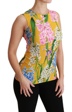 Yellow Floral Stretch Top Tank Blouse Dolce & Gabbana