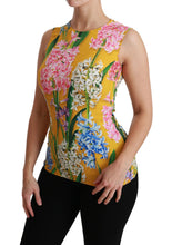 Yellow Floral Stretch Top Tank Blouse Dolce & Gabbana