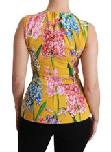 Yellow Floral Stretch Top Tank Blouse Dolce & Gabbana