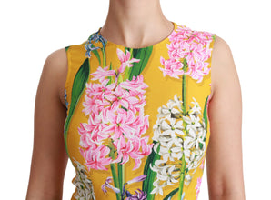 Yellow Floral Stretch Top Tank Blouse Dolce & Gabbana