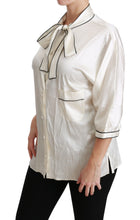 Beige 3/4 Sleeve Shirt Blouse Silk Top Dolce & Gabbana