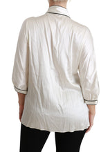 Beige 3/4 Sleeve Shirt Blouse Silk Top Dolce & Gabbana