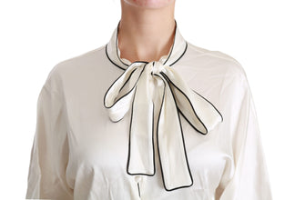Beige 3/4 Sleeve Shirt Blouse Silk Top Dolce & Gabbana
