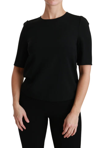 Black Short Sleeve Casual Top Stretch Blouse Dolce & Gabbana