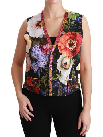 Multicolor Floral Sleeveless Waistcoat Top Vest Dolce & Gabbana