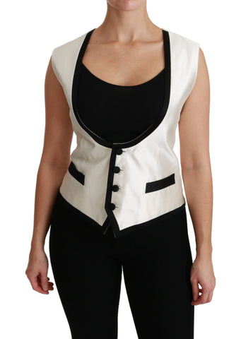 White Waistcoat Slim Vest Silk Top Dolce & Gabbana