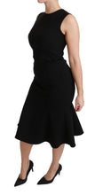 Black Fit Flare Wool Stretch Sheath Dress Dolce & Gabbana