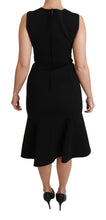 Black Fit Flare Wool Stretch Sheath Dress Dolce & Gabbana