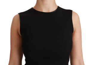 Black Fit Flare Wool Stretch Sheath Dress Dolce & Gabbana