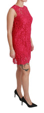 Pink Floral Lace Shift Gown Mini Dress Dolce & Gabbana
