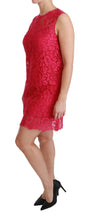 Pink Floral Lace Shift Gown Mini Dress Dolce & Gabbana