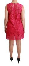 Pink Floral Lace Shift Gown Mini Dress Dolce & Gabbana