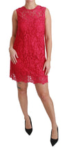 Pink Floral Lace Shift Gown Mini Dress Dolce & Gabbana