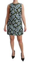 Blue Floral Brocade Gown Shift Dress Dolce & Gabbana