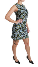 Blue Floral Brocade Gown Shift Dress Dolce & Gabbana