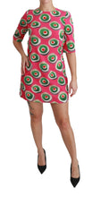 Pink Silk Cup Cake Shift Stretch Dress Dolce & Gabbana