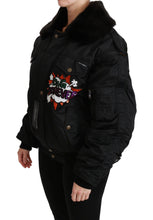 Black Queen Crown Sequined Bomber Jacket Dolce & Gabbana