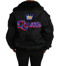 Black Queen Crown Sequined Bomber Jacket Dolce & Gabbana