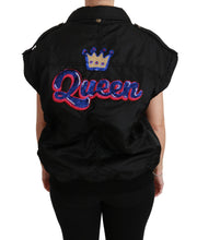 Black Queen Crown Sequined Bomber Jacket Dolce & Gabbana
