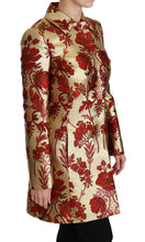 Red Gold Floral Brocade Cape Coat Jacket Dolce & Gabbana
