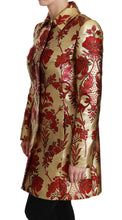 Red Gold Floral Brocade Cape Coat Jacket Dolce & Gabbana