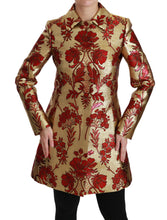 Red Gold Floral Brocade Cape Coat Jacket Dolce & Gabbana