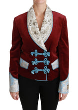 Red Velvet Baroque Crystal Blazer Jacket Dolce & Gabbana