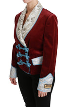 Red Velvet Baroque Crystal Blazer Jacket Dolce & Gabbana
