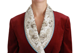 Red Velvet Baroque Crystal Blazer Jacket Dolce & Gabbana