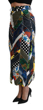 Multicolor Silk Geometric High Waist Maxi Skirt Dolce & Gabbana