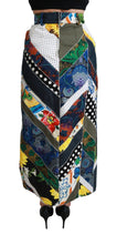 Multicolor Silk Geometric High Waist Maxi Skirt Dolce & Gabbana