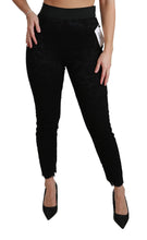 Black Lace Skinny High Waist Cotton Pants Dolce & Gabbana