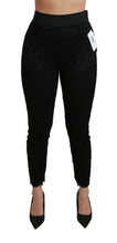 Black Lace Skinny High Waist Cotton Pants Dolce & Gabbana