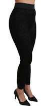 Black Lace Skinny High Waist Cotton Pants Dolce & Gabbana
