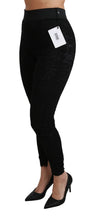Black Lace Skinny High Waist Cotton Pants Dolce & Gabbana