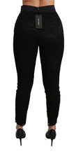 Black Lace Skinny High Waist Cotton Pants Dolce & Gabbana