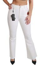 White Heart Flared Stretch Cotton Pants Dolce & Gabbana