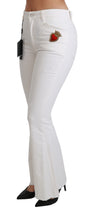 White Heart Flared Stretch Cotton Pants Dolce & Gabbana