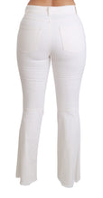 White Heart Flared Stretch Cotton Pants Dolce & Gabbana