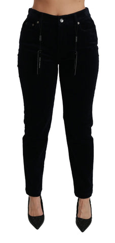 Blue Corduroy Mid Waist Skinny Pants Jeans Dolce & Gabbana