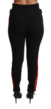 Black Skinny Stretch Fox Head Cotton Pants Dolce & Gabbana