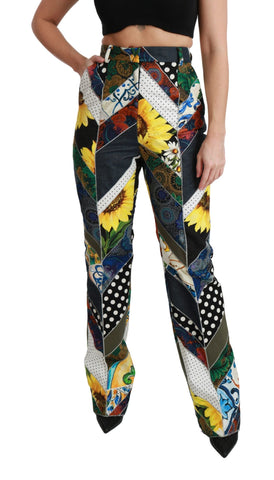 Multicolor Print High Waist Straight Pants Dolce & Gabbana