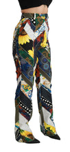 Multicolor Print High Waist Straight Pants Dolce & Gabbana