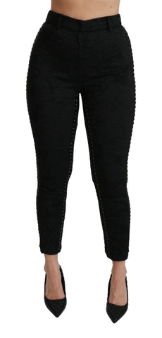Black Brocade Skinny High Waist Pants Dolce & Gabbana