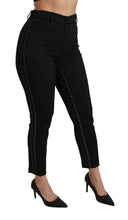 Black Brocade Skinny High Waist Pants Dolce & Gabbana